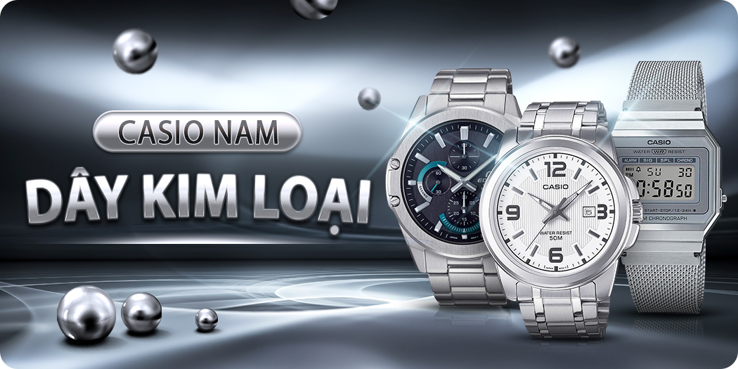 Đồng hồ Casio nam dây kim loại bền, sáng, chính hãng 100%