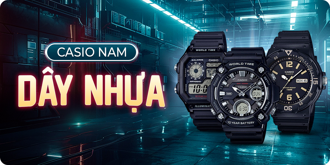 Đồng hồ Casio nam dây nhựa dẻo dai, bền, chống thấm nước