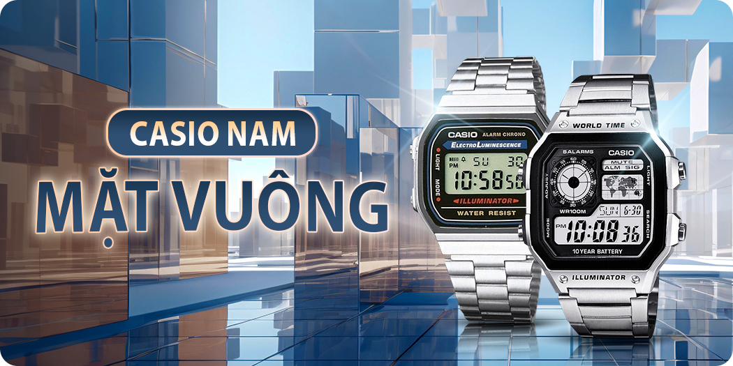 Đồng hồ Casio nam mặt vuông độc đáo, cổ điển, chính hãng 100%