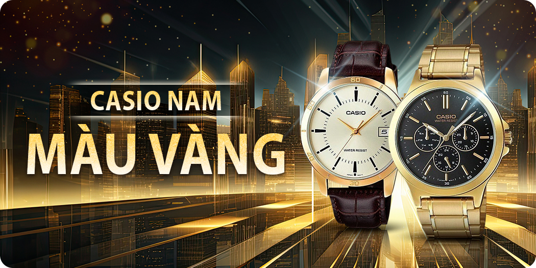 Đồng hồ Casio vàng nam chính hãng, tông cổ điển, sang trọng