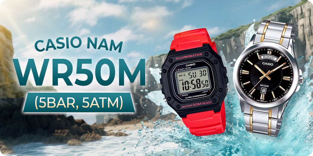 Đồng hồ Casio nam WR50M tiện lợi, có thể mang đi tắm