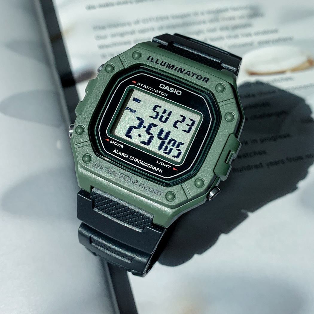 Mẫu đồng hồ Casio trẻ em W-218H-3AVDF màu xanh lá