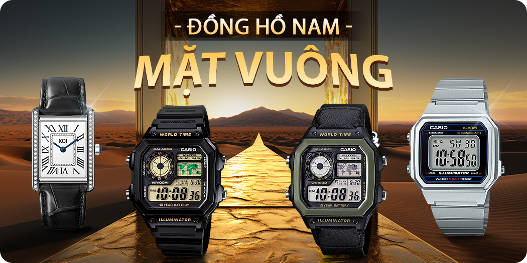đồng hồ nam mặt vuông chính hãng
