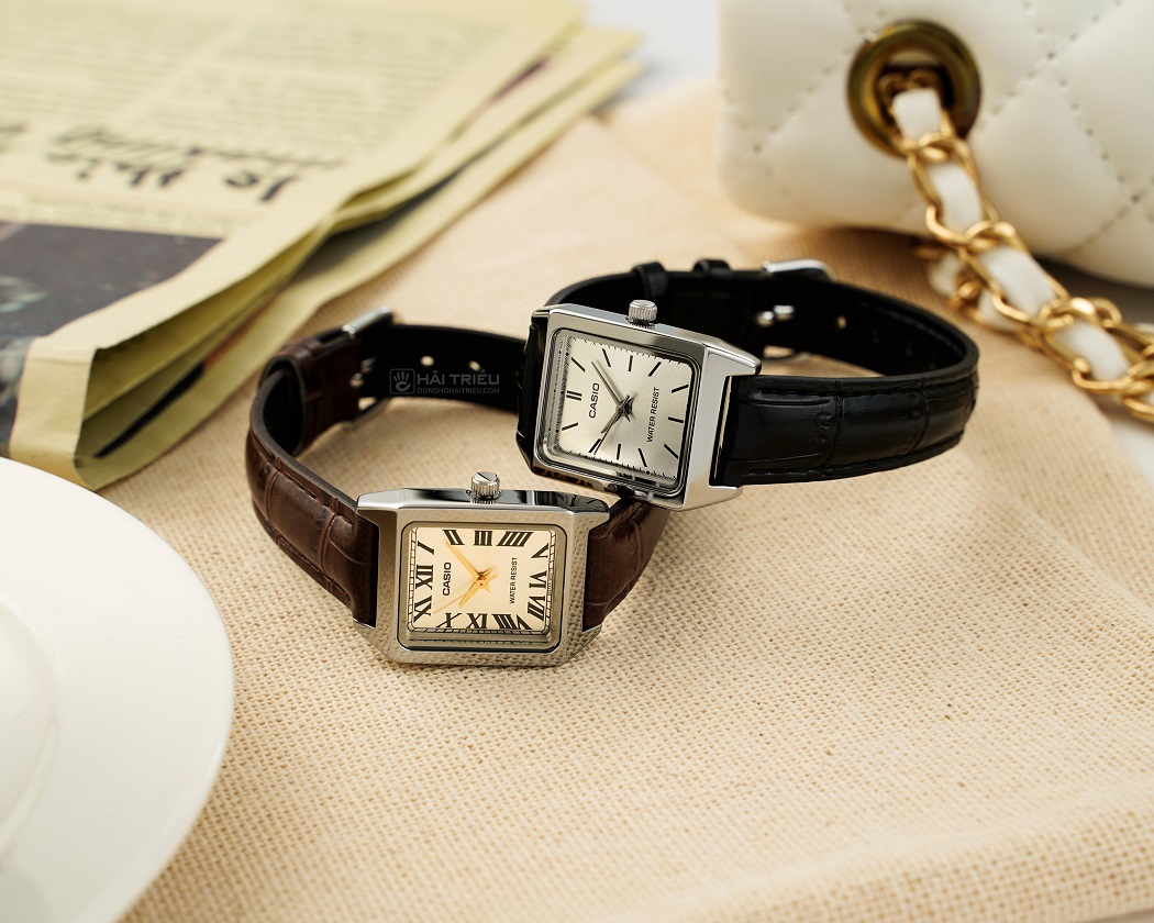 đồng hồ nữ dây da màu đen Casio LTP-V007L-7E1UDF