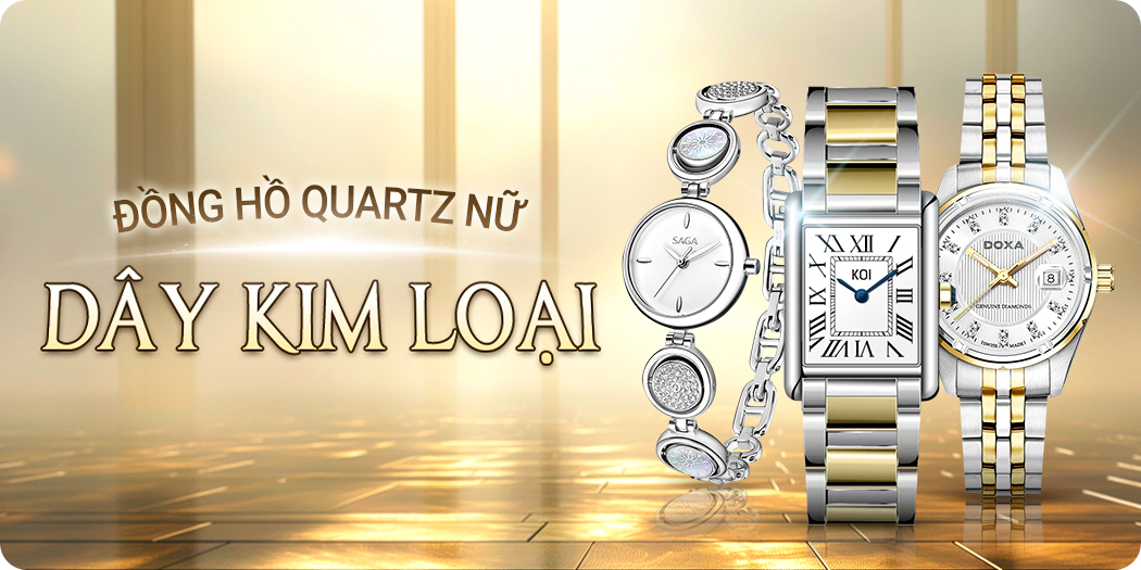 đồng hồ quartz nữ dây kim loại chính hãng