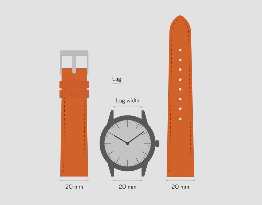 lưu ý lựa chọn kích thước dây da phù hợp, dựa trên lug width