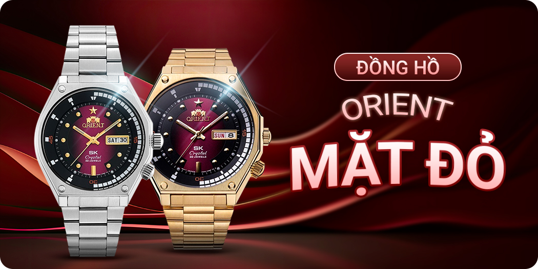 Đồng hồ Orient mặt đỏ đẹp, chính hãng, góp 0%, 1 đổi 1