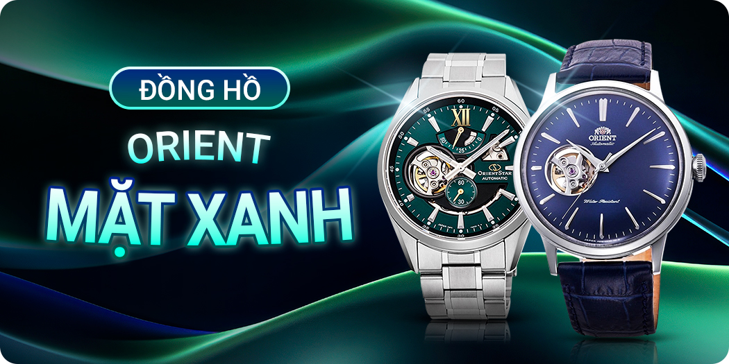 Đồng hồ Orient mặt xanh đẹp, chính hãng, góp 0%, 1 đổi 1
