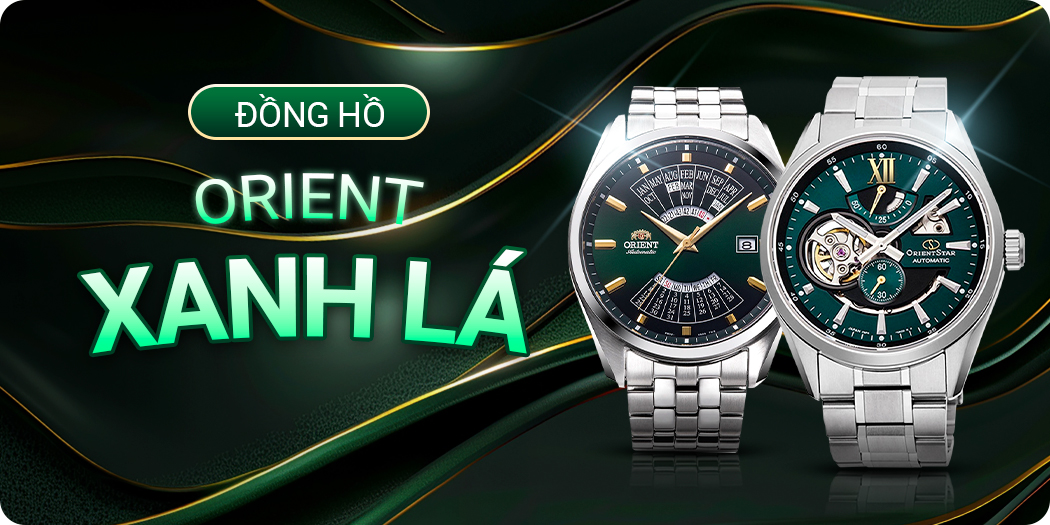 Đồng hồ Orient mặt xanh lá cây chính hãng, góp 0%, 1 đổi 1