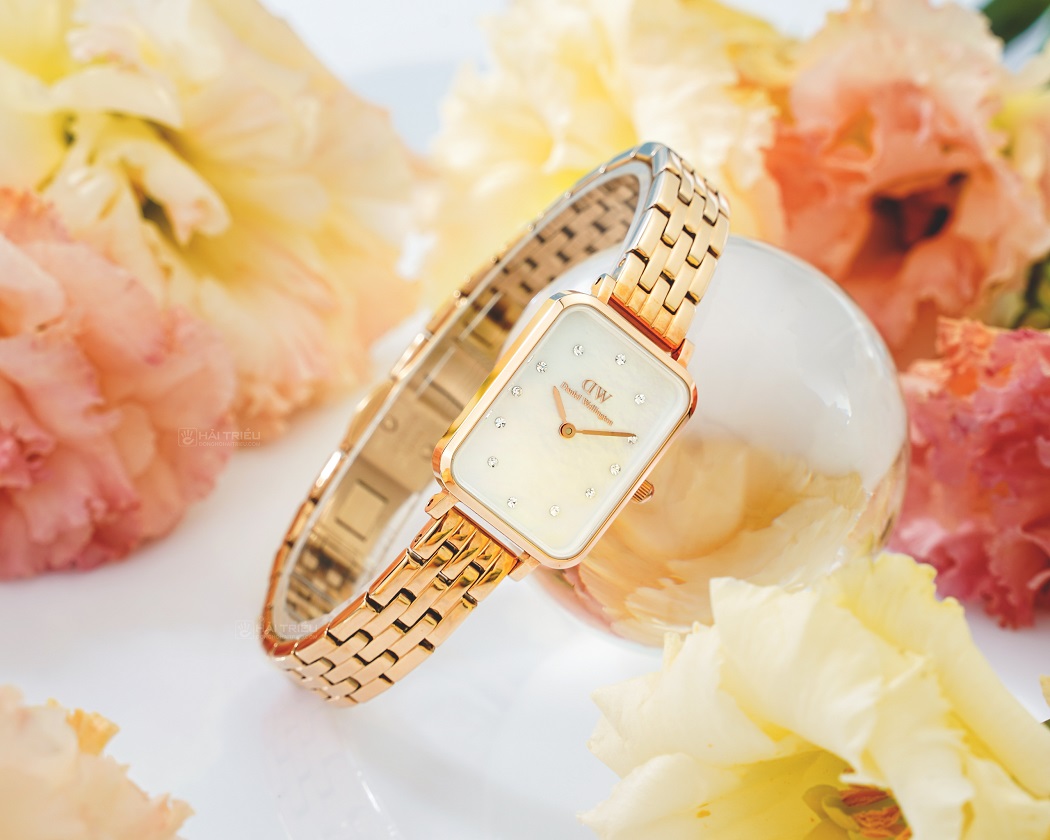 đồng hồ nữ dây kim loại đính đá phong cách tối giản Daniel Wellington Quadro 5-Link DW00100620