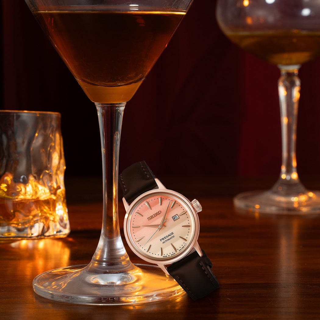đồng hồ cơ nữ dây da Seiko Presage Cocktail SRE014J1