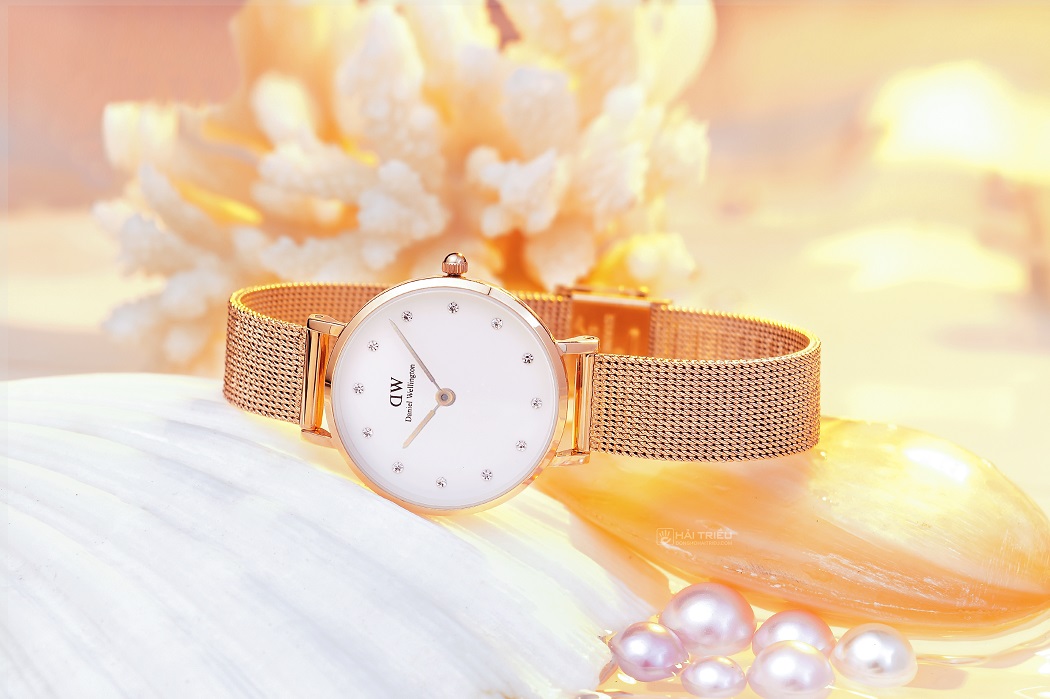 đồng hồ mặt tròn nữ dây kim loại Daniel Wellington Petite Lumine Pressed DW00100528