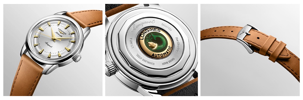 Tổng quan các góc cạnh của mẫu đồng hồ vàng nữ 18k Longines Conquest Heritage L1.649.4.72.2