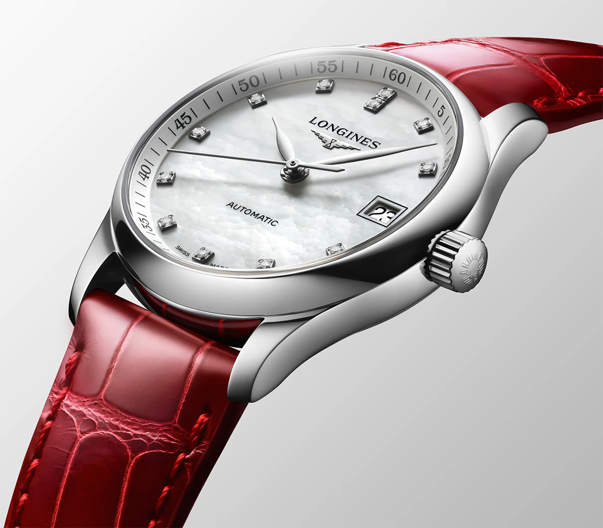 Mẫu đồng hồ Thụy Sỹ nữ dây da Longines Master L2.357.4.87.2