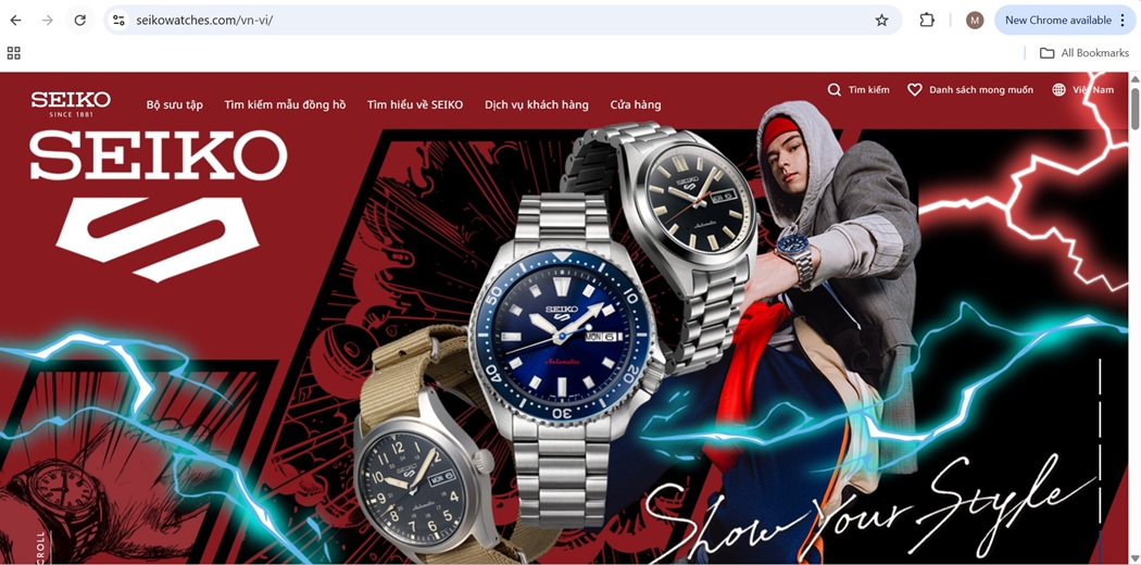 Trang Web Seiko chính hãng dùng để tìm đại lý uy tín