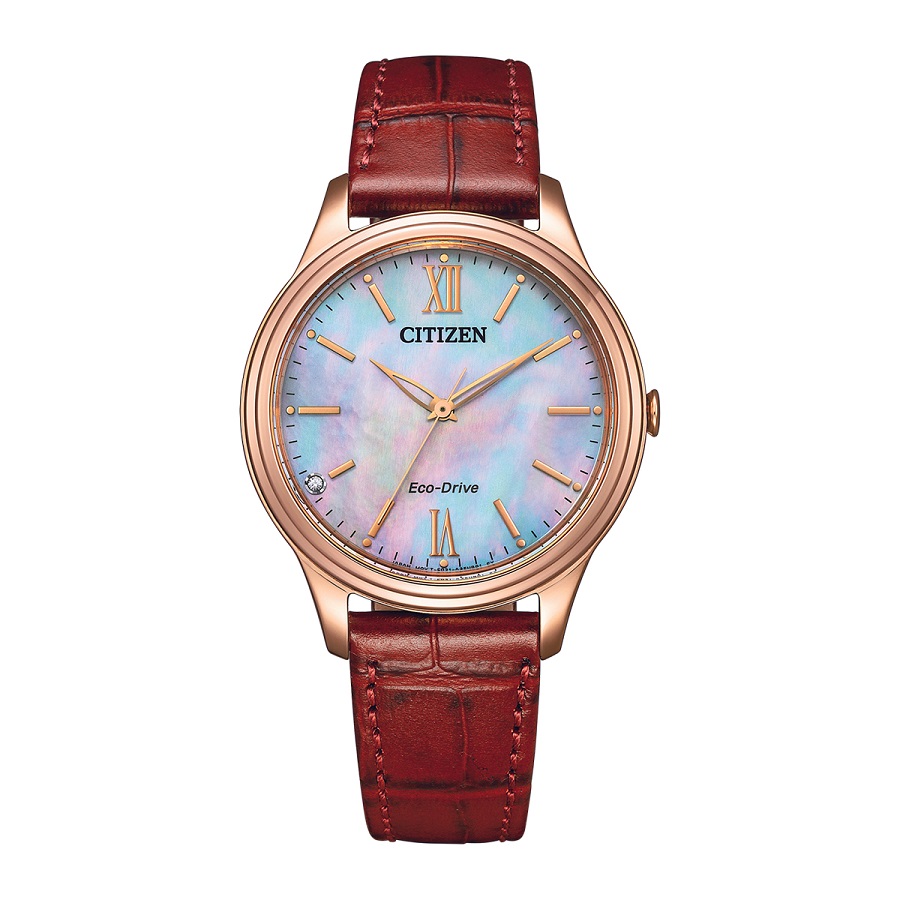 Citizen EM0419-11D sở hữu dây da bê chính hãng, dập vân da cá sấu