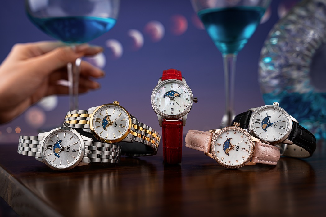 KOI Moonphase - đồng hồ nữ dây da cao cấp