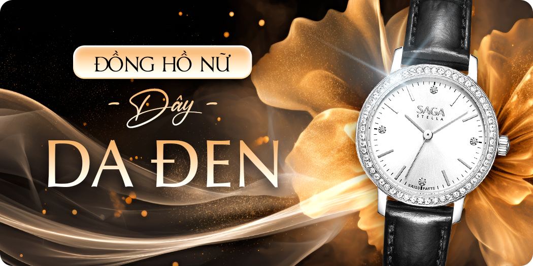 đồng hồ nữ dây da màu đen chính hãng