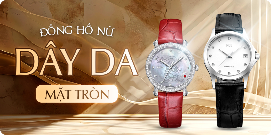 Đồng hồ nữ dây da mặt tròn cao cấp, hàng hiệu 100%