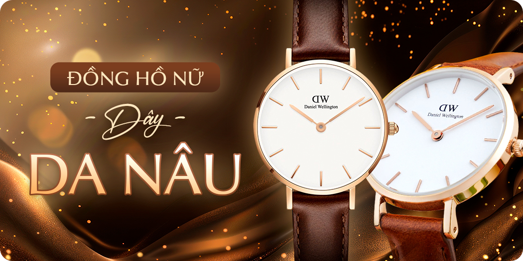 đồng hồ nữ dây da màu nâu chính hãng