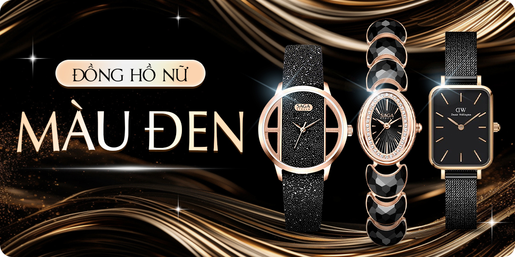 Đồng hồ nữ màu đen đẹp, chính hãng 100%