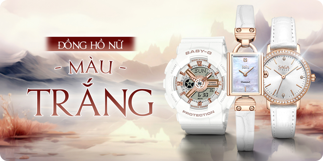 Đồng hồ nữ màu trắng đẹp, chính hãng