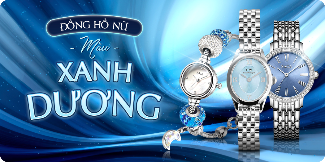 Đồng hồ nữ mặt, dây màu xanh dương đẹp, hàng hiệu
