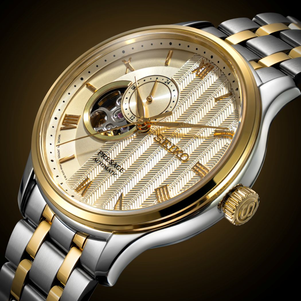 Đồng hồ Seiko vàng SSA464J1 cùng thiết kế Open Heart, mặt số phụ tuyệt đẹp