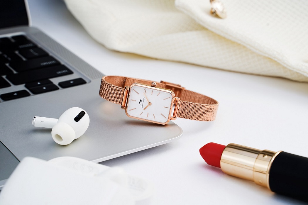 đồng hồ Daniel Wellington Quadro DW00100431 - Dây lưới, mạ vàng hồng