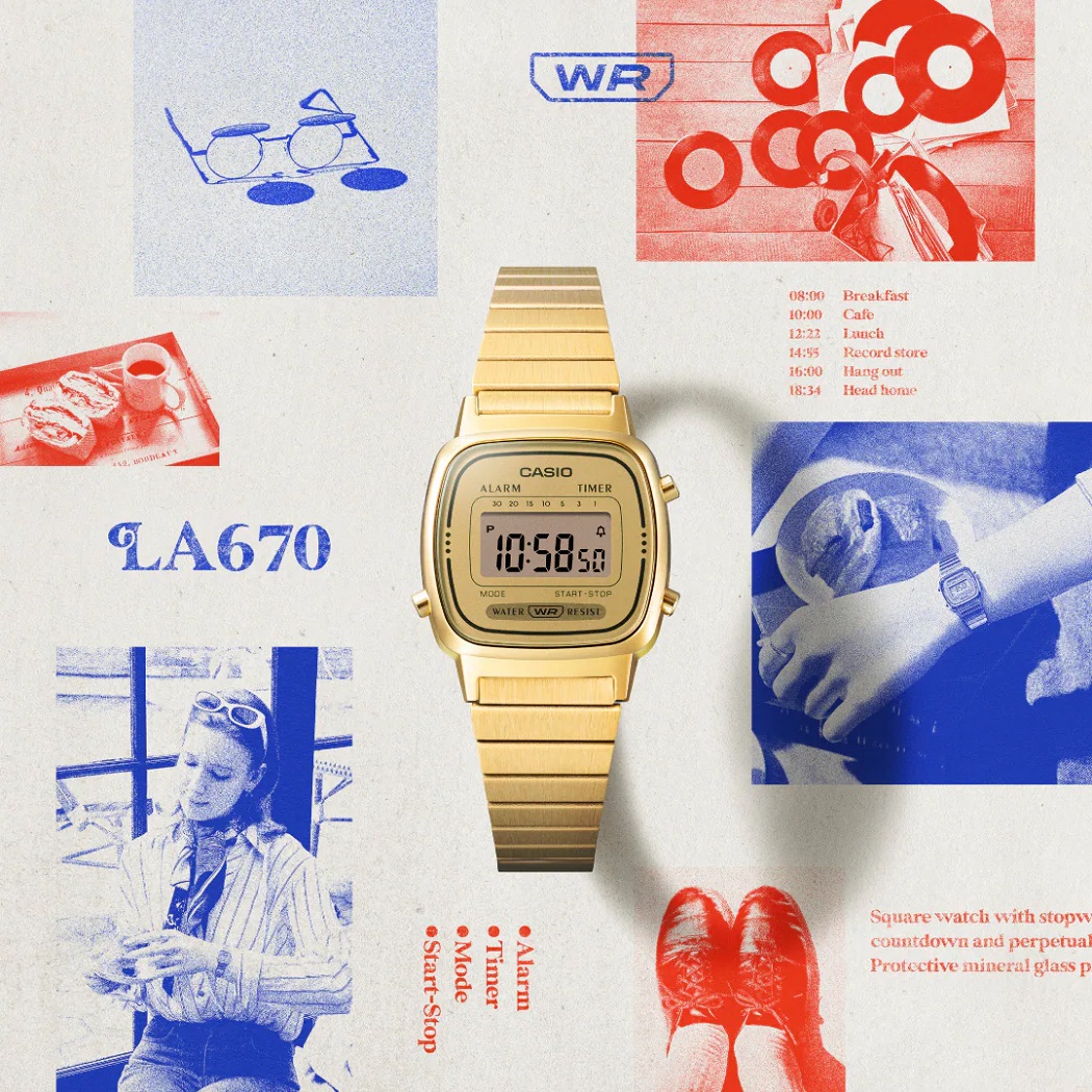 Vị trí các nút bấm trên mẫu đồng hồ điện tử Casio