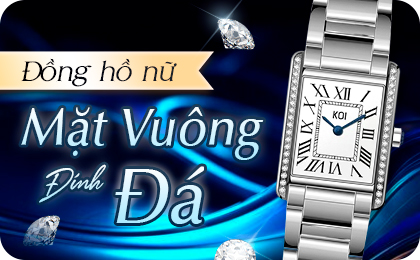 Đồng hồ nữ mặt vuông đính đá