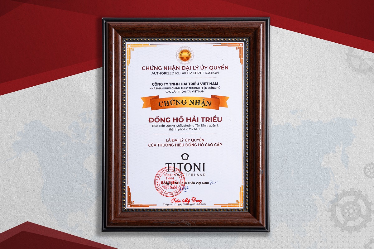 Giấy chứng nhận trở thành đại lý ủy quyền được cấp bởi Titoni