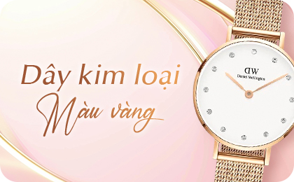 Đồng hồ nữ dây kim loại màu vàng chính hãng 100%