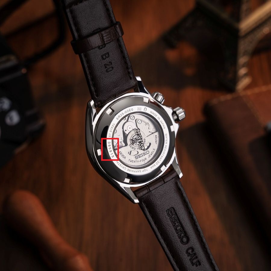 Cách check số Seri đồng hồ Seiko có 6 số với mã là 385913. Quan sát mã được khắc dưới ánh sáng tốt để đọc rõ