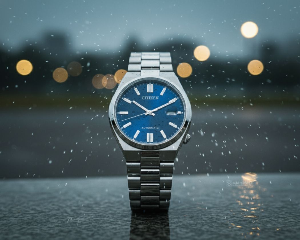 Đồng hồ Citizen Water Resistant 10ATM với mặt số xanh đại dương