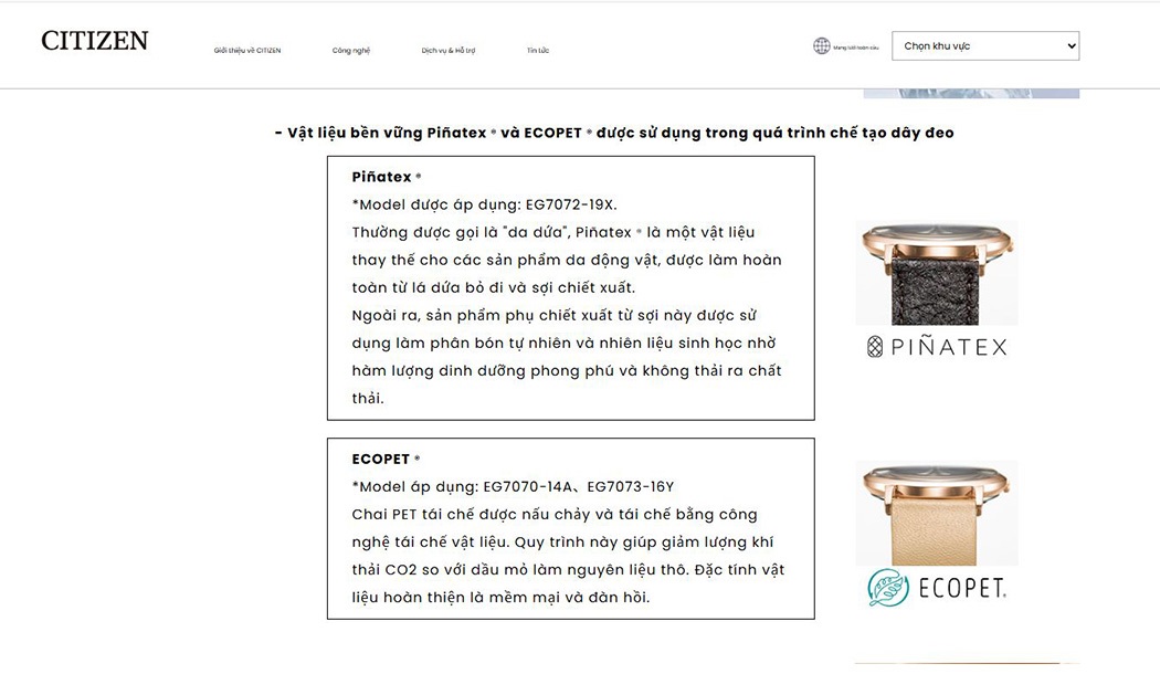 Citizen L ứng dụng các vật liệu bền vững trong chế tạo dây đeo