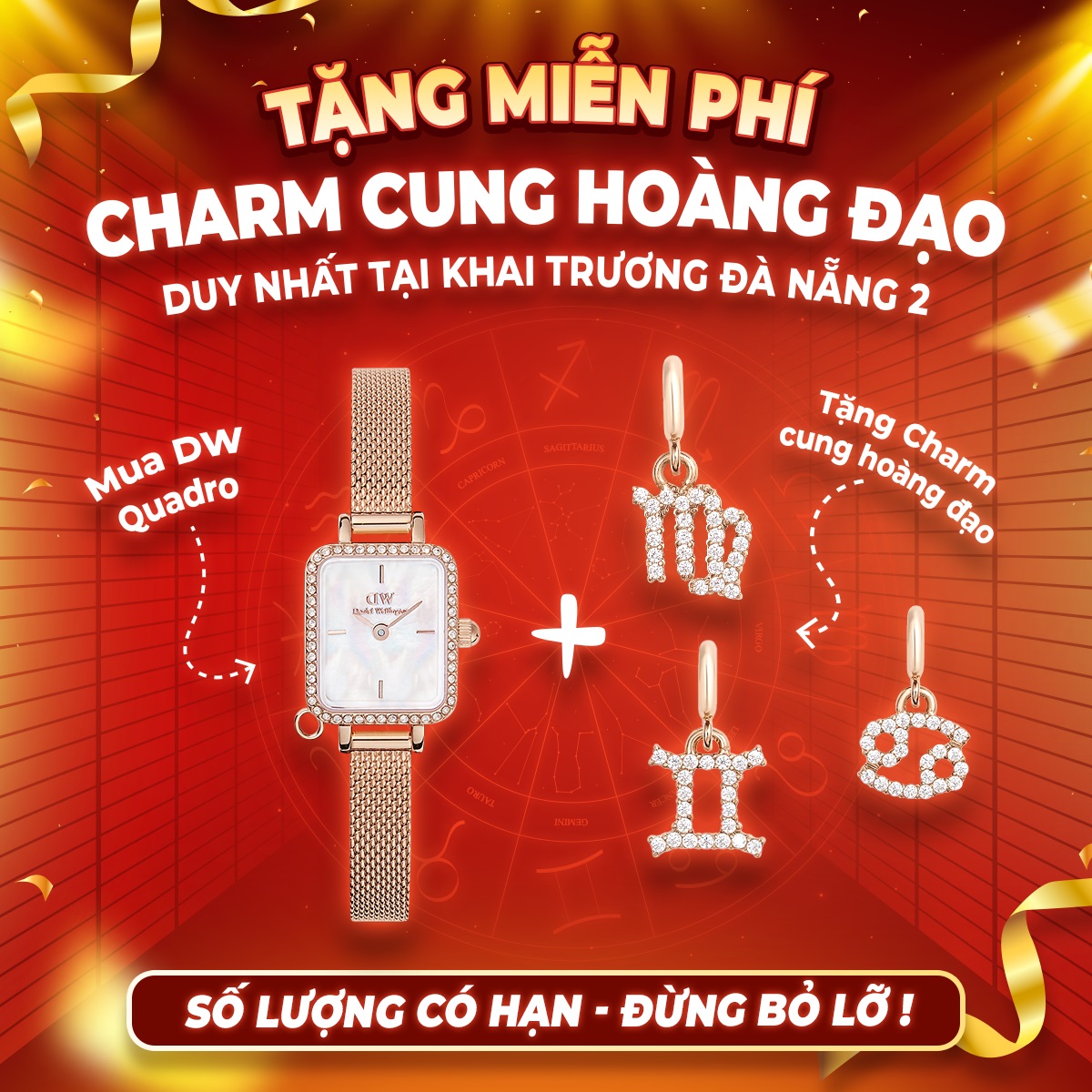 Khai trương Đồng Hồ Hải Triều Thanh Khê, Đà Nẵng - Ưu đãi cho 22 khách hàng đầu tiên mua đồng hồ DW Quadro tặng Charm