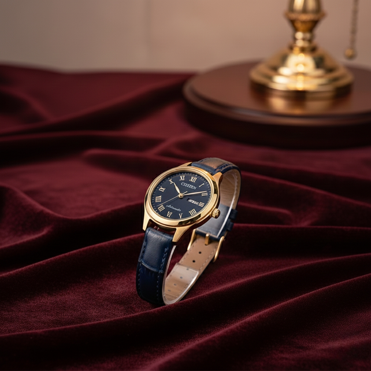 Thiết kế Citizen dây da PD7133-11L thanh lịch, máy cơ tự động