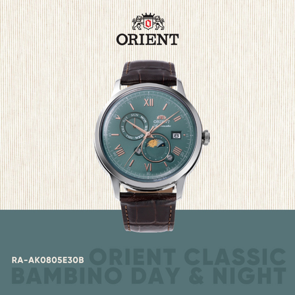 đồng hồ Orient Bambino Sun&Moon RA-AK0805E30B nền trắng