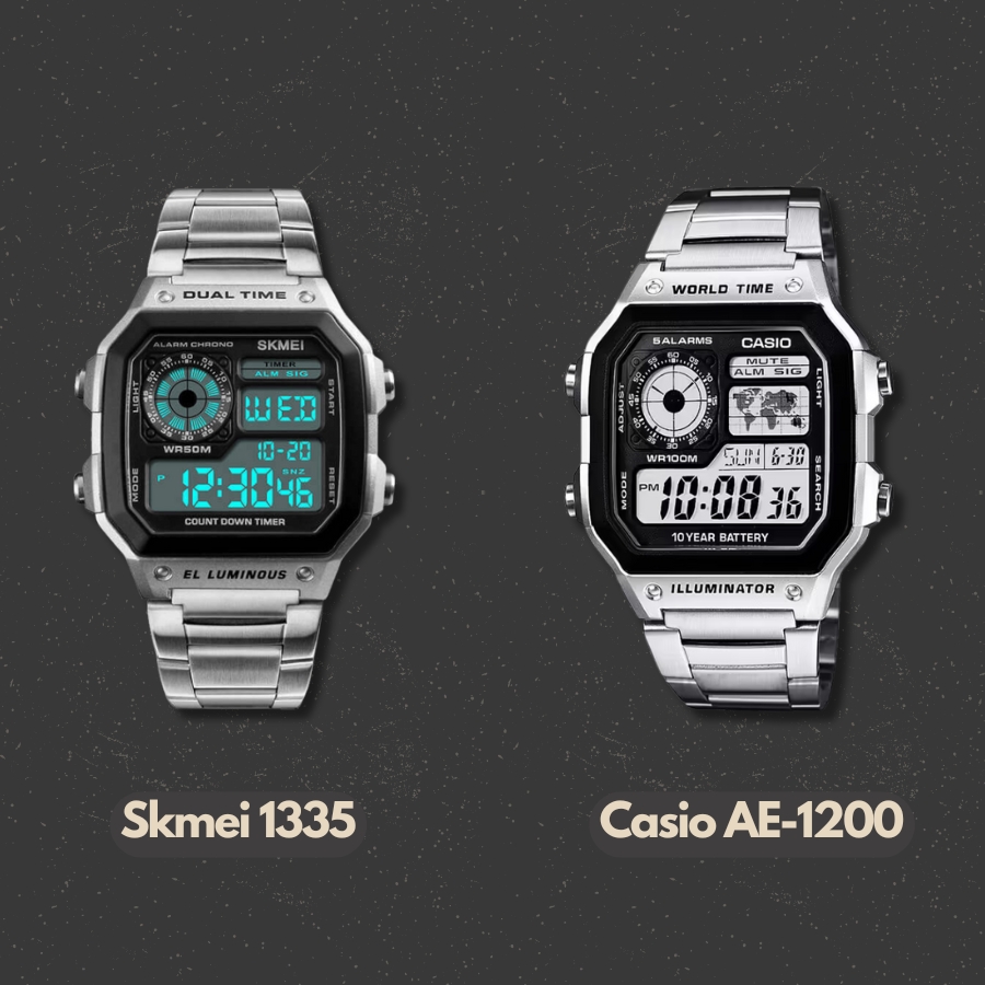 Skmei 1335 với Casio AE-1200