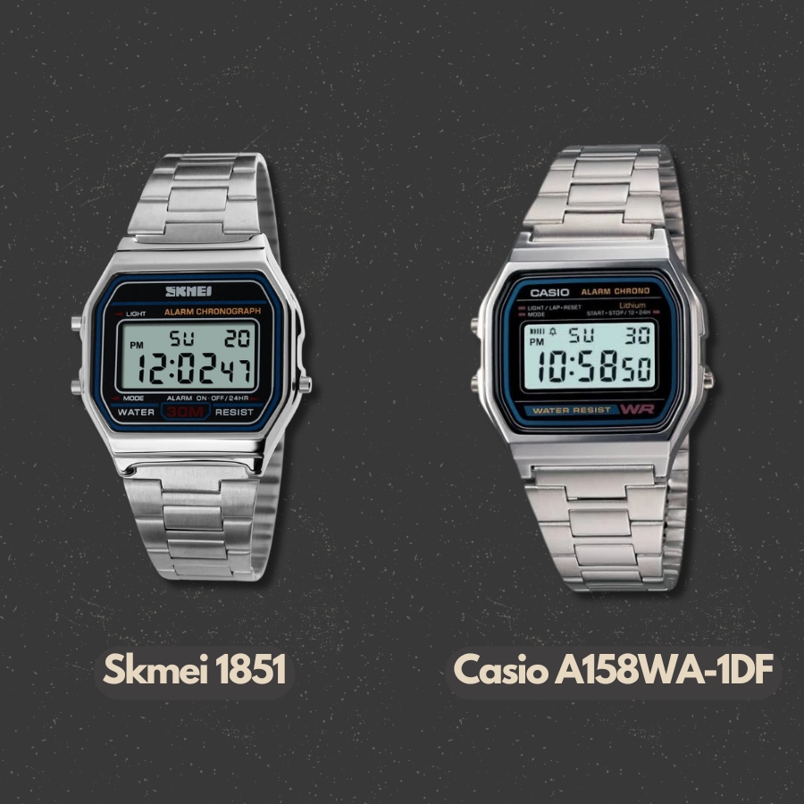 Skmei 1851 với Casio A158WA-1DF