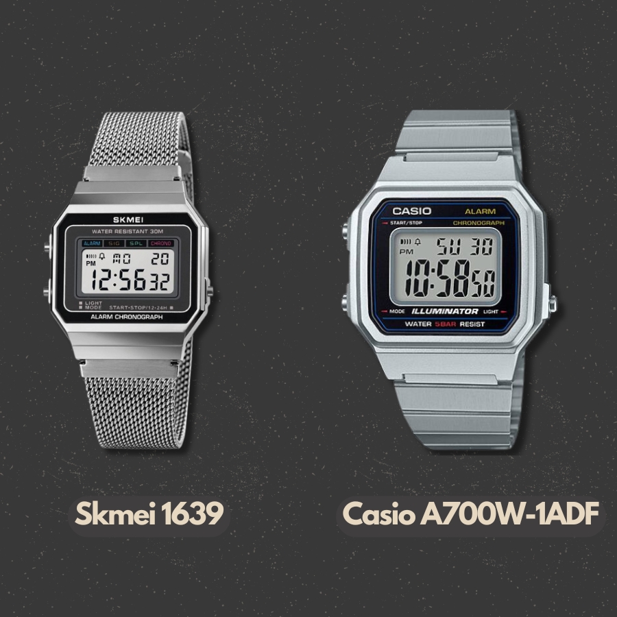 Skmei 1639 và Casio A700W-1ADF