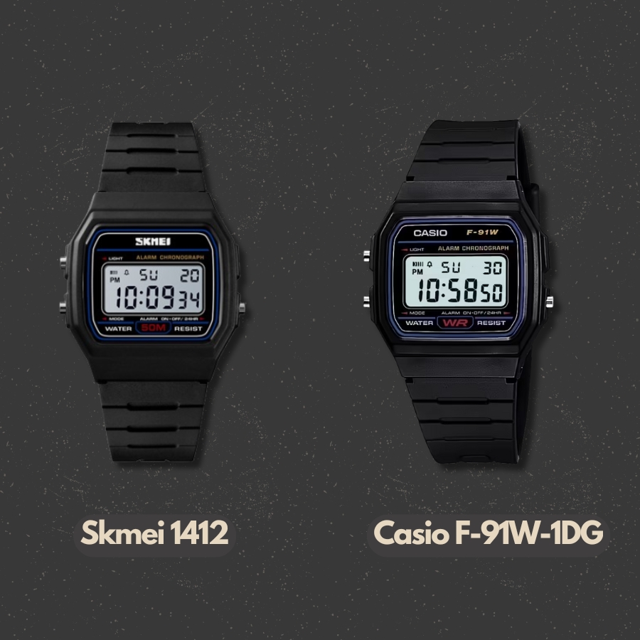 Skmei 1412 và Casio F-91W-1DG