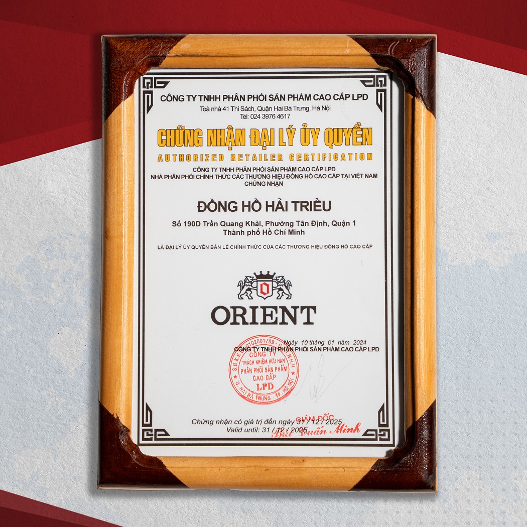 Giấy chứng nhận Đồng Hồ Hải Triều là đại lý bán lẻ chính hãng của Orient do LDP cung cấp