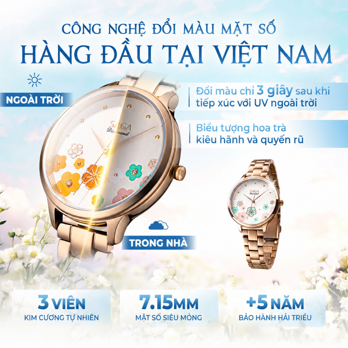 Mặt số đổi màu của đồng hồ Saga Chroma Dance 54390-LGCRLG-2