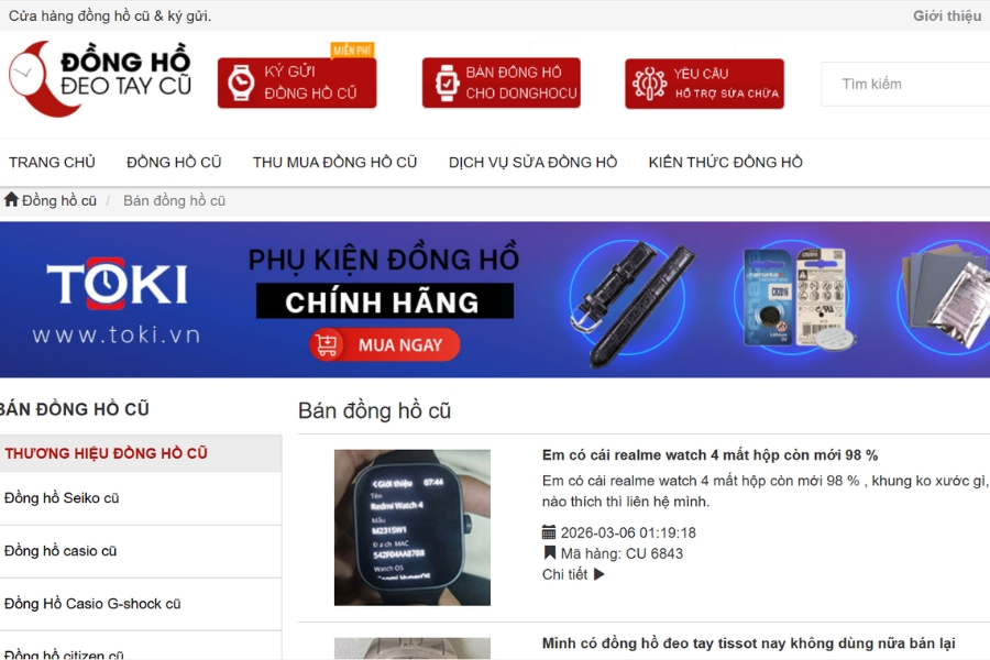 Website đồng hồ cũ