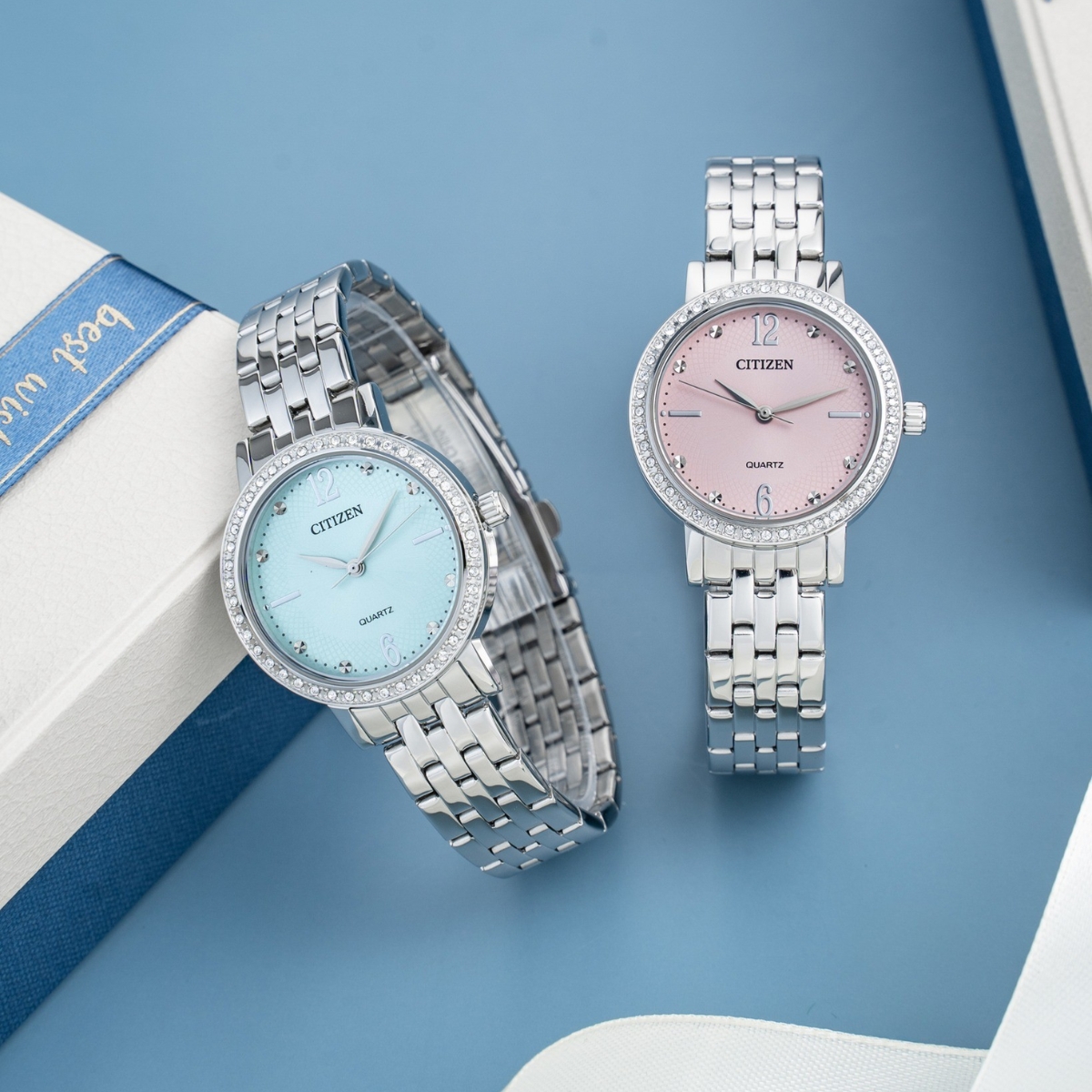 Đồng hồ Citizen nữ dây kim loại dùng máy Quartz