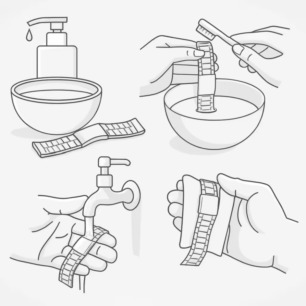Làm sạch dây thép không gỉ đồng hồ Orient với nước