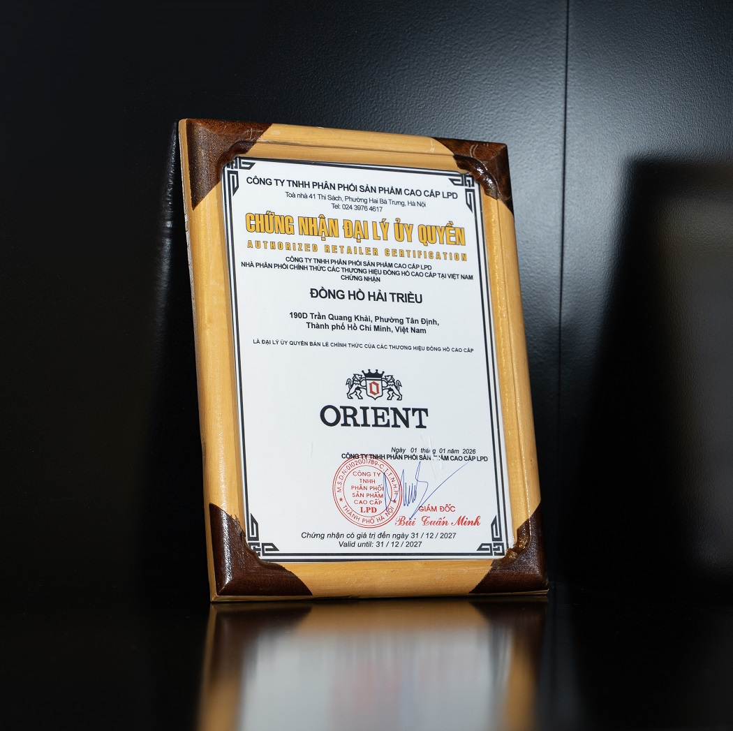 Giấy chứng nhận Đồng Hồ Hải Triều là đại lý bán lẻ chính hãng của Orient do LDP cung cấp
