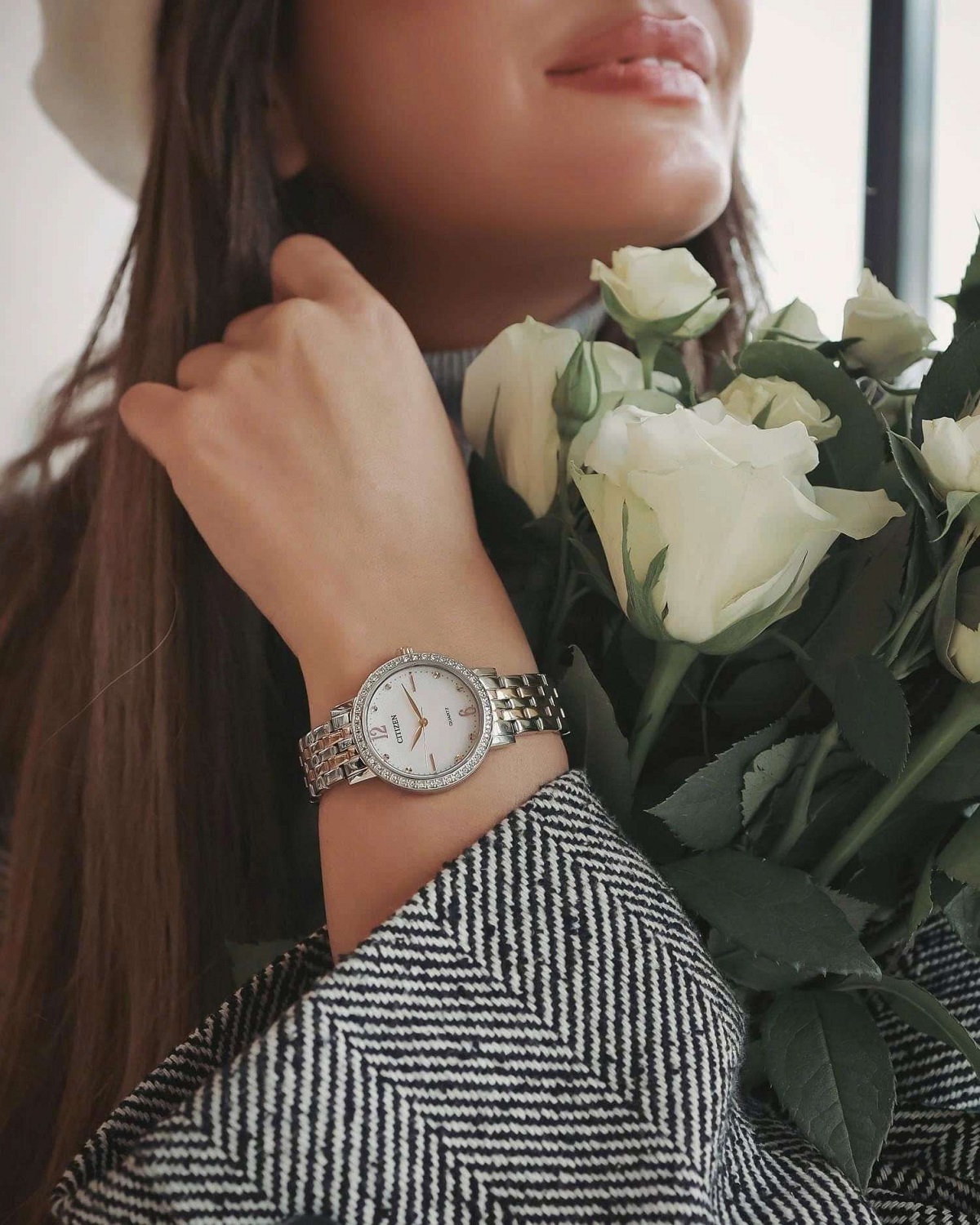 Citizen nữ đính đá EL3106-59D máy Quartz
